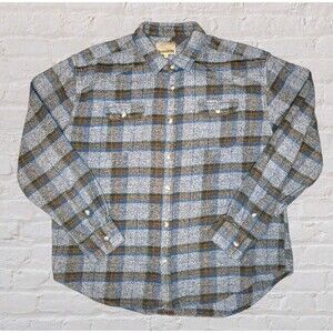 Free Nature Flannel Flannel Mens XL Gray Blue Plaid Boho Layering Shacket Fall
